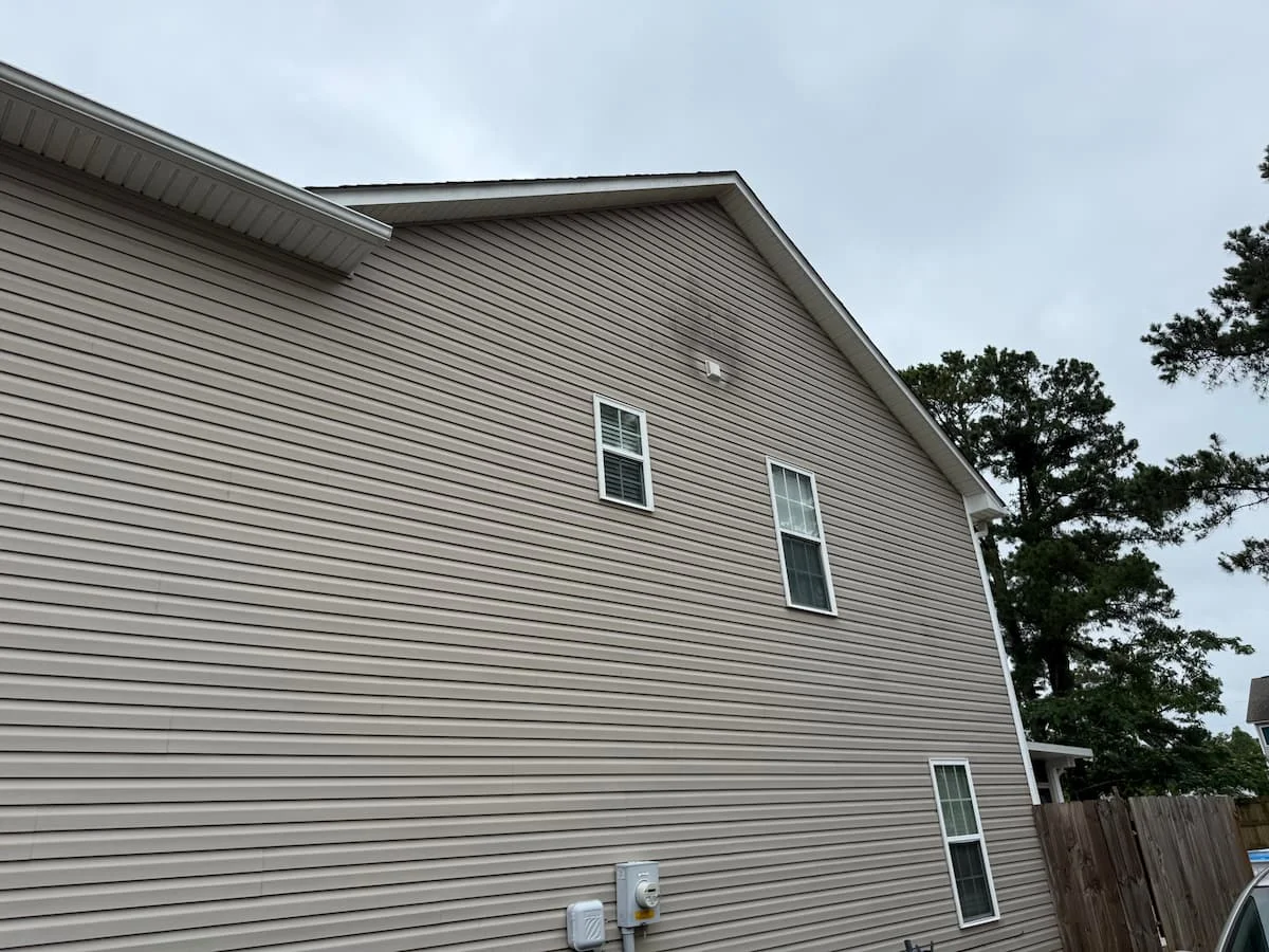 Before pressure washing - dirty stained surface