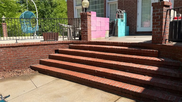 Brick steps and landing after cleaning