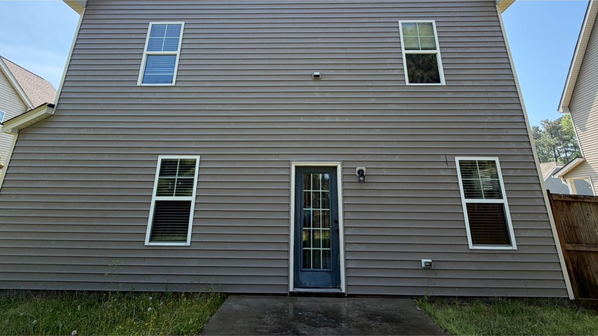 Side elevation with heavy shade staining after cleaning